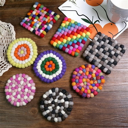 

jiaroswwei Placemat Fine Workmanship Comfortable Touch Fleece Anti-skid Mosaic Design Ornamental Cup Mat for Desktop