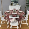 thumbnail image 2 of Red Boho Ethnic Geometric Pattern Round Tablecloth 60"x60",Wrinkle Wipeable Table Cloth for Kitchen Dining Room Picnic Patio Party, 2 of 6