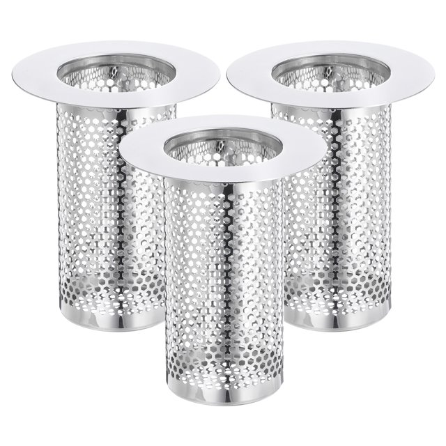 Uxcell 3 Pack Shower Drain Strainer, 3.1" x 2.2" Stainless Steel Deep Sink Hair Catcher