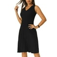 thumbnail image 4 of INSPIRE CHIC Women's Midi Dress V Neck Sleeveless Knitted Pleated Dress 2XL Black, 4 of 5
