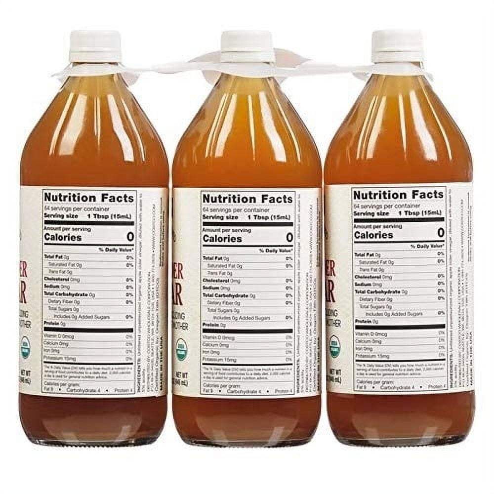 Kirkland Signature Organic Unfiltered Cider Vinegar 32 Ounce (Pack of 3)
