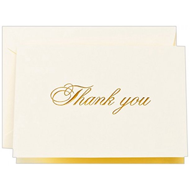 Crane & Co. Gold Script Thank You Note (CT1418), Pack of 10 Walmart