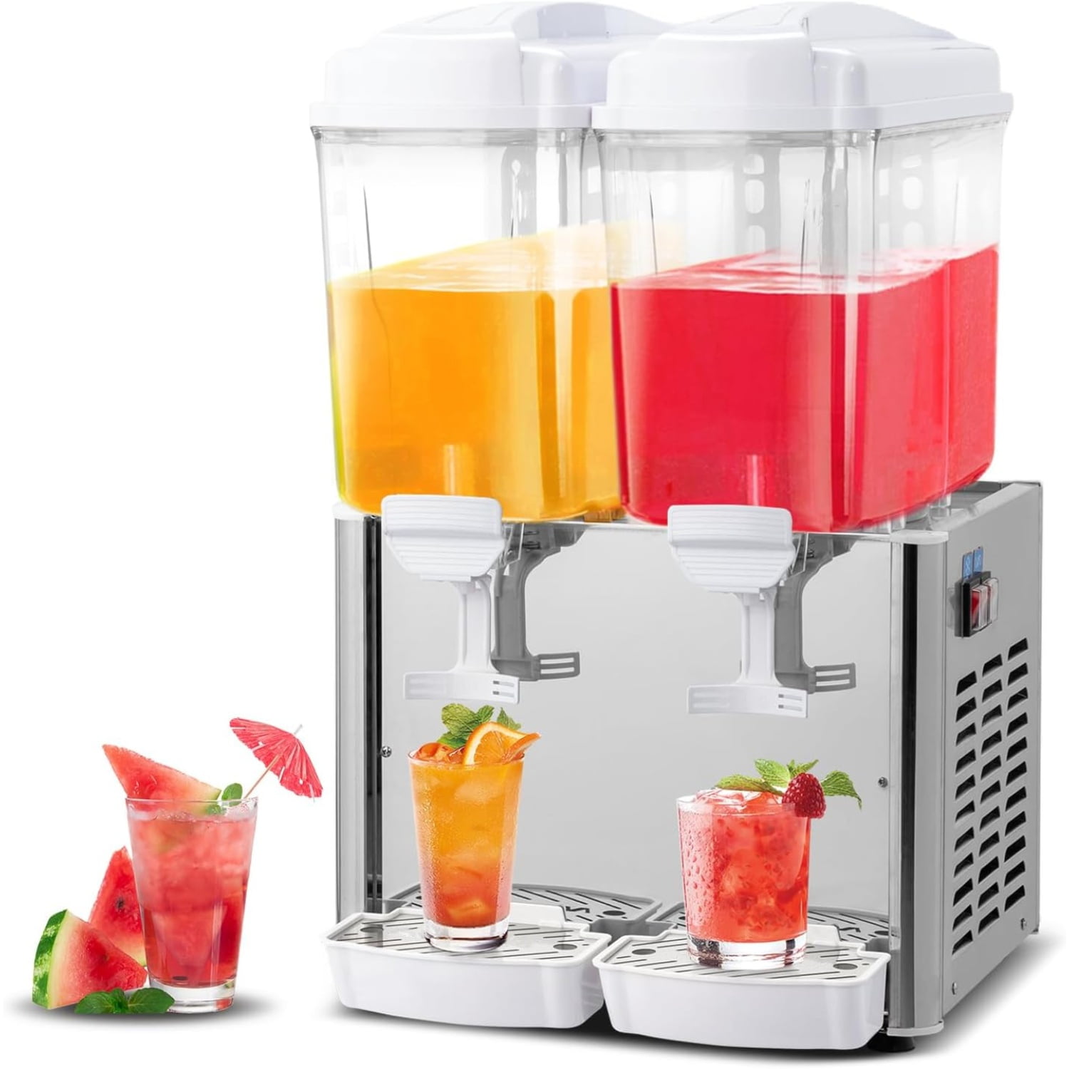 Ktaxon 9.6Gal Commercial Beverage Dispenser, 2-Tank Stainless Steel Drink Dispenser with Thermostat, 110V