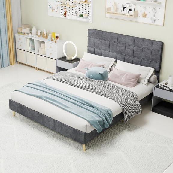 Queen Size Soft Upholstered Headboard, Modern Minimalist Bed Back for Lazy Relaxing, Perfect for Multi Bedroom Styles,Grey