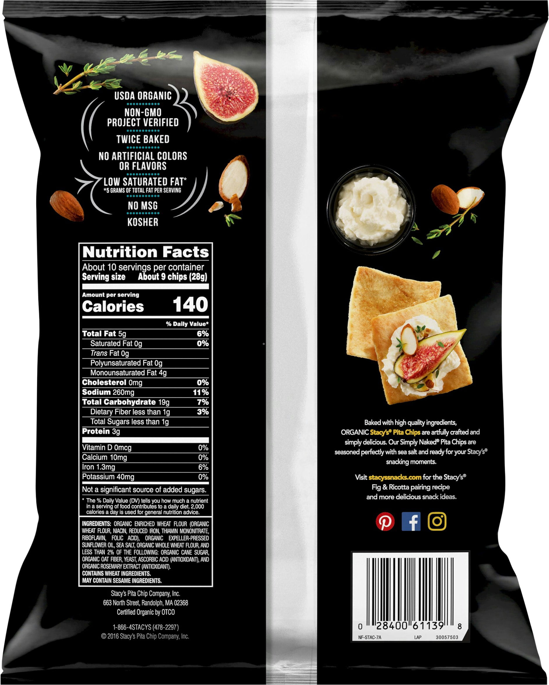 Stacy's Simply Naked Pita Chips 10.25 oz (Pack Of 10)