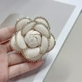 thumbnail image 4 of Dainty Crystal Camellia Flower Brooch Pin for Women Rhinestone Fabric 3D Floral Blossom Brooches Lapel Hair Pins Elegant Wedding Anniversary Dress Accessories Jewelry Gift 6.5cm/2.5in, 4 of 12