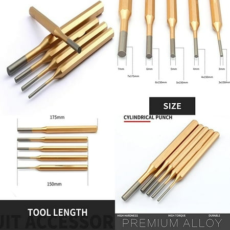 

High-Quality Durable Precision Fitter Chisel Set for Specialised Precision Workmanship - CRV Steel Round Cylindrical Center Punching Hand Tool - Includes 3mm 4mm 5mm 6mm and 8mm Sizes