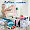 thumbnail image 4 of 6 Pack Totes for Storage Large Moving Bags Heavy Duty，Moving Boxes with Zippers Top and Sturdy Handles,College Dorm Storage Bags for Space Saving and Packing,Collapsible Moving Supplies(Clear,93L), 4 of 10