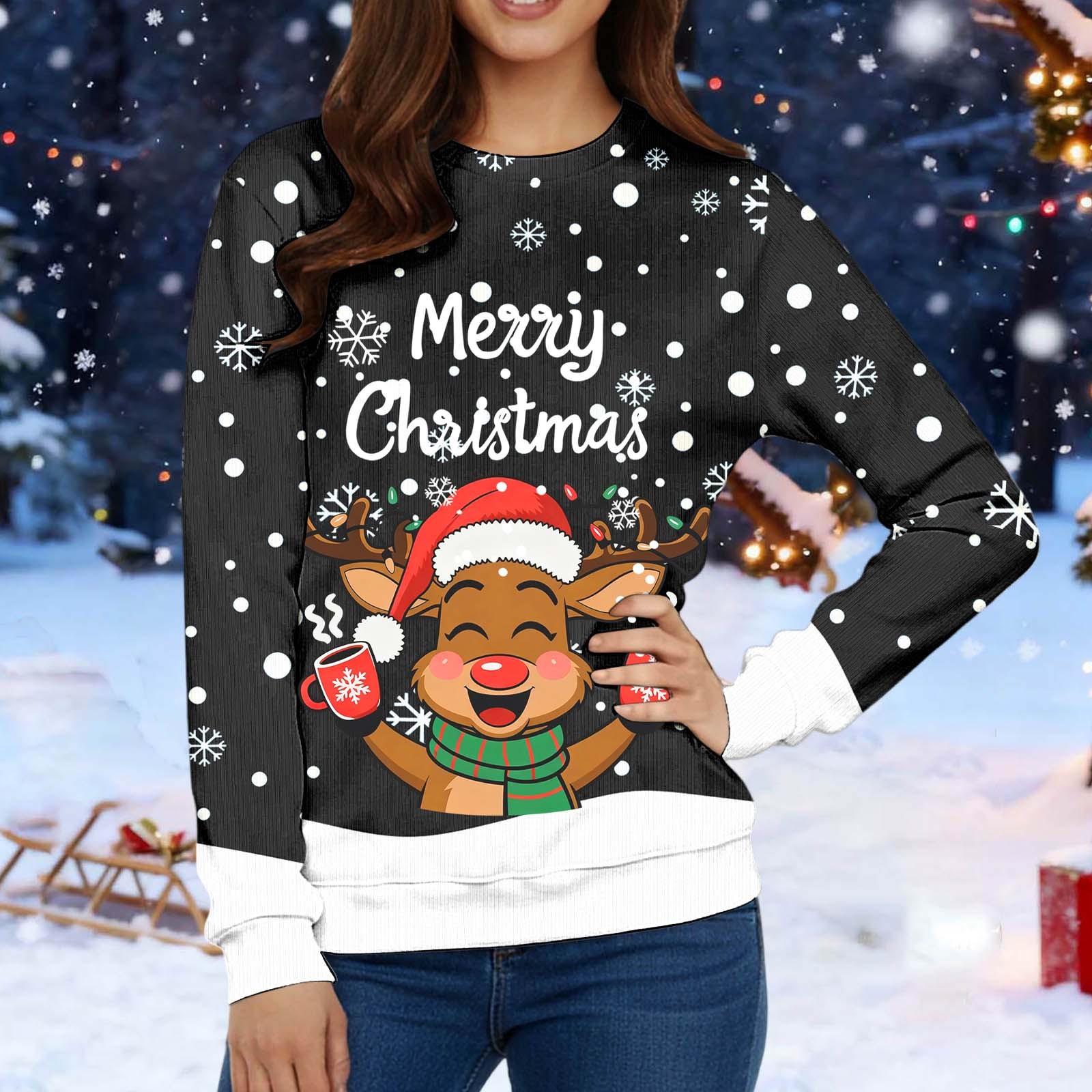 Christmas Sweater Men Sweaters Funny Sweatshirt Knit Plus Size Big and Tall Holiday Vacation Elf Adult Sweatshirts