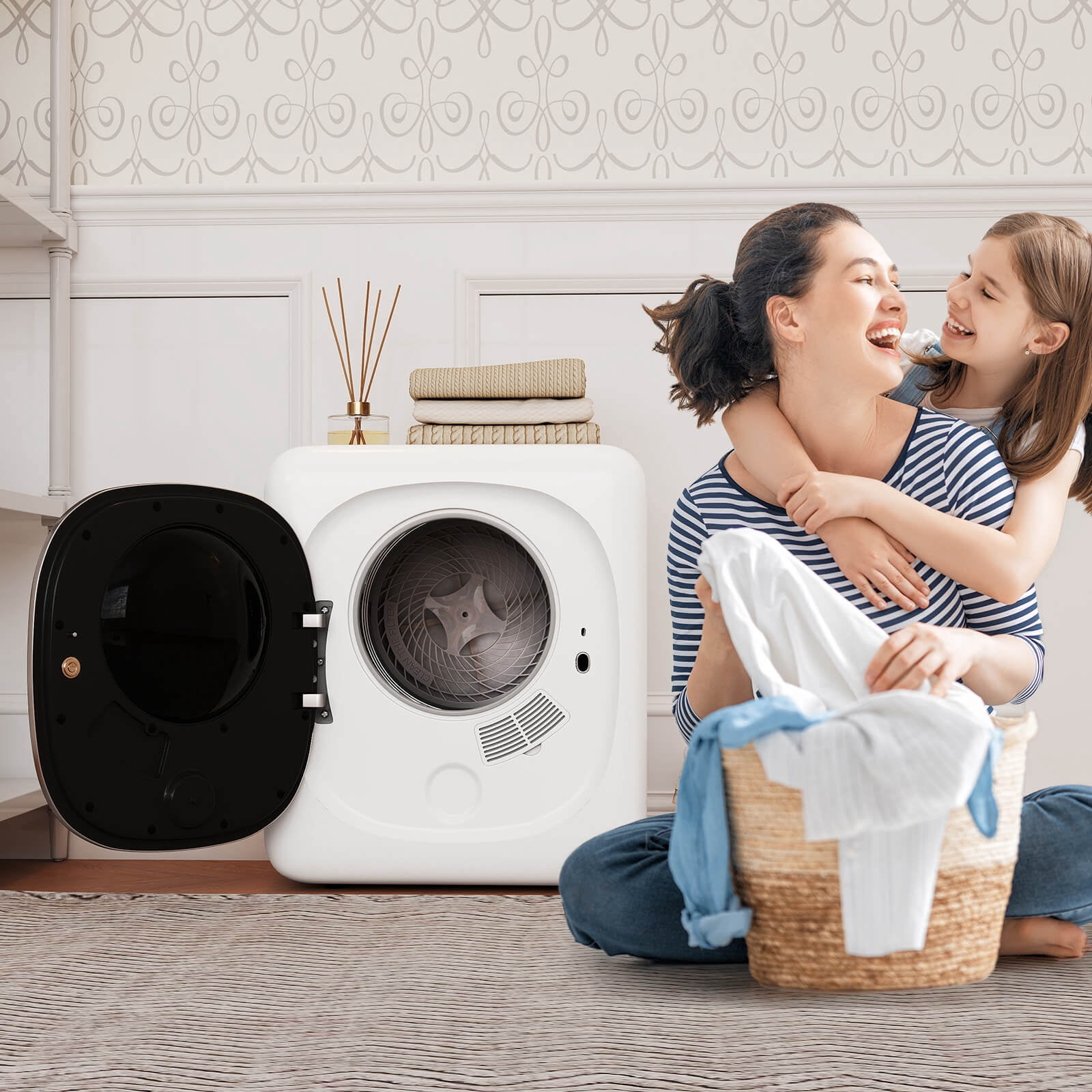 Costway 1.5 cu.ft Compact Drying Machine with Stainless Steel Tub & LED Touch Panel