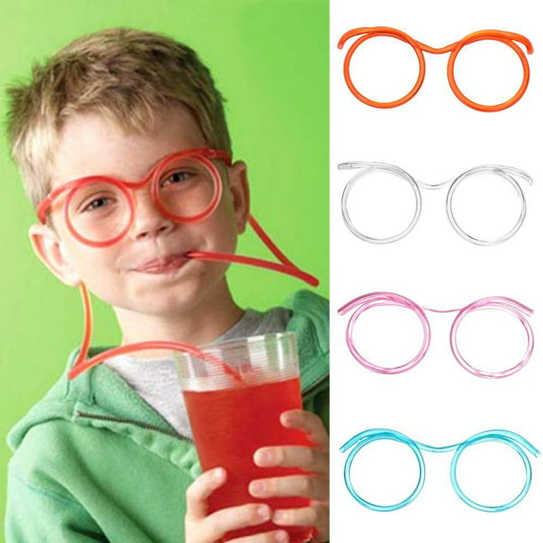 Silly Straw Eye Glasses, Crazy Straws for Kids Funny Glasses for Kids Silly  Straws Reusable Party