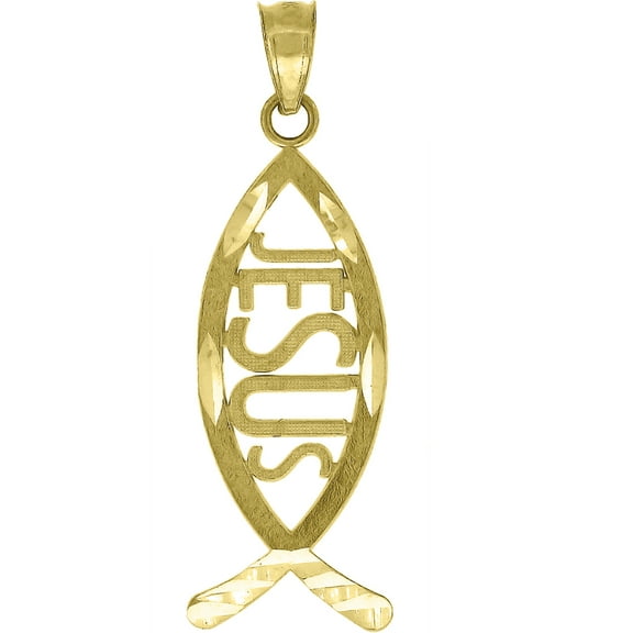10kt Yellow Gold Diamond-Cut Unisex Jesus Christian Religious Charm Pendant