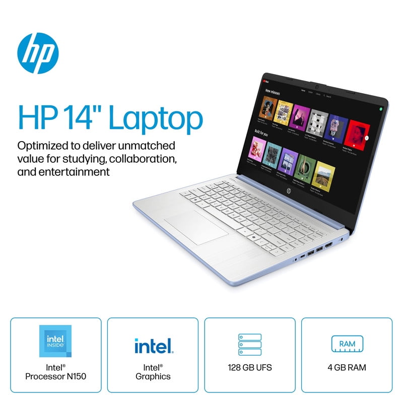 HP - 14" Laptop - Intel Processor N150 - 4GB Memory - 128GB UFS - Sky Blue