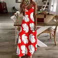 thumbnail image 3 of Red & White Tropical Leaf Sleeveless Dress elegant dress women's summer dress02 Dance dresses Cocktail of dresses, 3 of 5