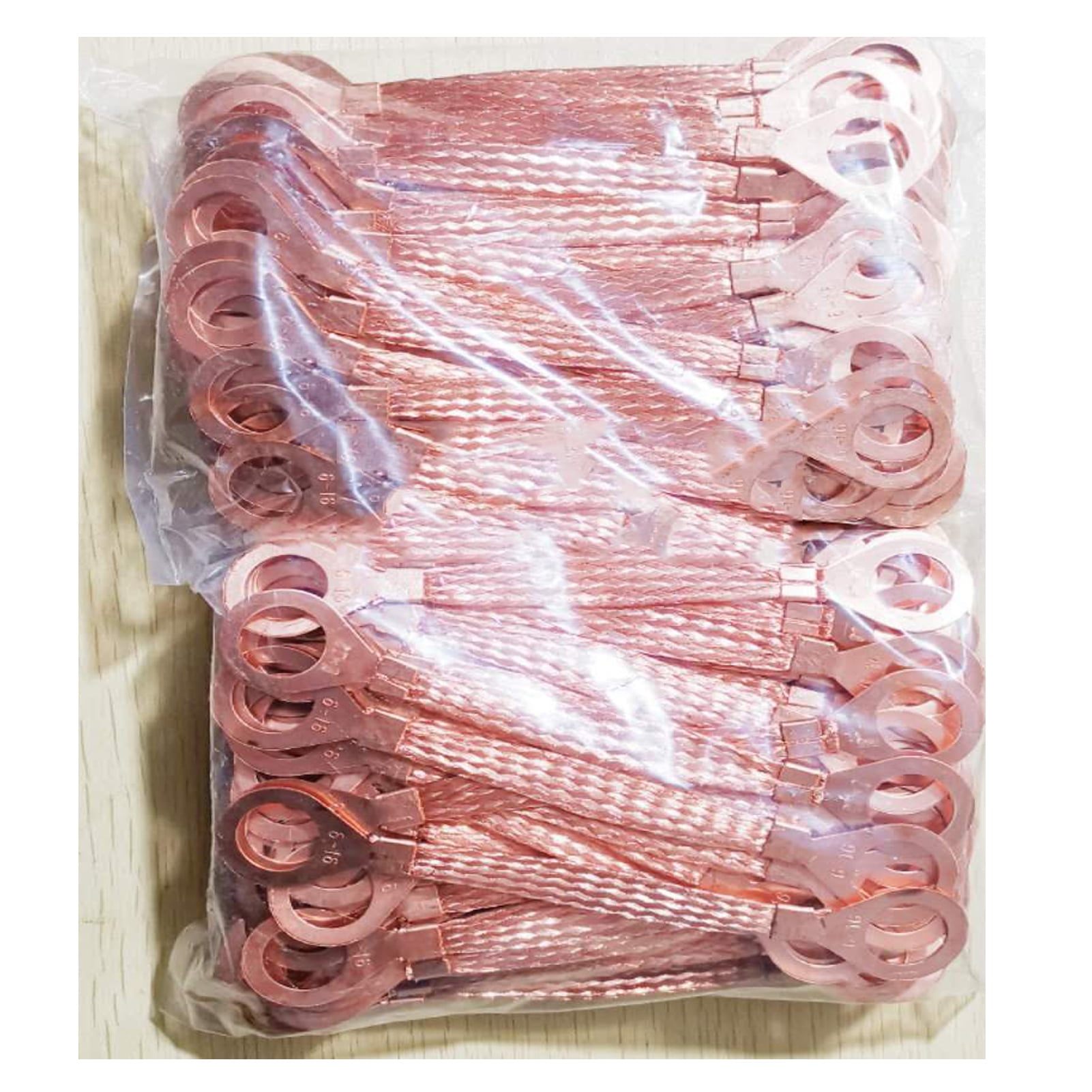 10 Pieces, Terminal Brass Silver-Plated Copper National Standard Braided Ground Wire/6 Square; Length About 6 Inches (150 Mm); Hole Distance: 18mm