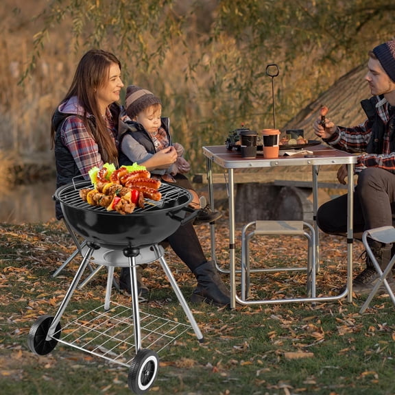 Charcoal Grill: Kettle Charcoal grill with handle, suitable for backyard, outdoor, (18 inches)