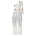 thumbnail image 2 of TiaoBug Women Worship Praise Dance Outfits Flared Sleeve Dance Dress Wide-leg Pants 2 Piece Set White S, 2 of 5