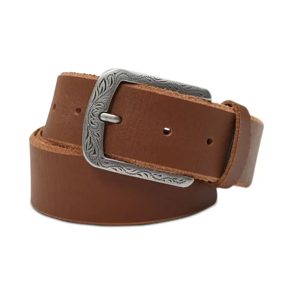Inc International Concepts Men’s Leather Western Buckle Belt, Tan, S, 30-32