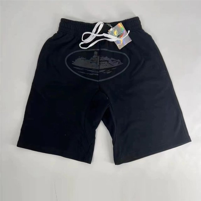 Pantalones cortos casuales deportivos hawaianos con tiras estampadas a la moda para hombre Negro