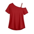 thumbnail image 3 of Uootdi Womens Blouses Solid Color V Neck Button Front Loose Fit Short Sleeve Lightweight Tops T Shirts Street Style Outfit Gift, 3 of 6