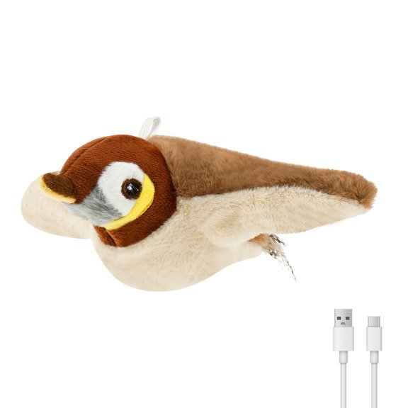 Keyohome Bird Cat Toy Simulated Bird Toy for Cats Flapping Bird Cat Toy Chirping Bird Cat Toy Interactive Plush Cat Toys Rechargeable Sparrow Cat Toy for Bored Indoor Cats