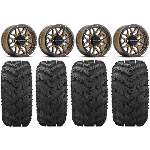 Raceline Krank 14" Bronze Wheels 27" Reptile Tires Kawasaki Mule Pro FXT