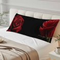 thumbnail image 4 of Red Rose Body Pillow Covers, Vintage Abstract Garden Flower Floral Black Soft Throw Pillow Cases with Invisible Zipper, Decorative Pillowcase Pillows Protectors for Sofa Bed Couchair 20"x54", 4 of 9