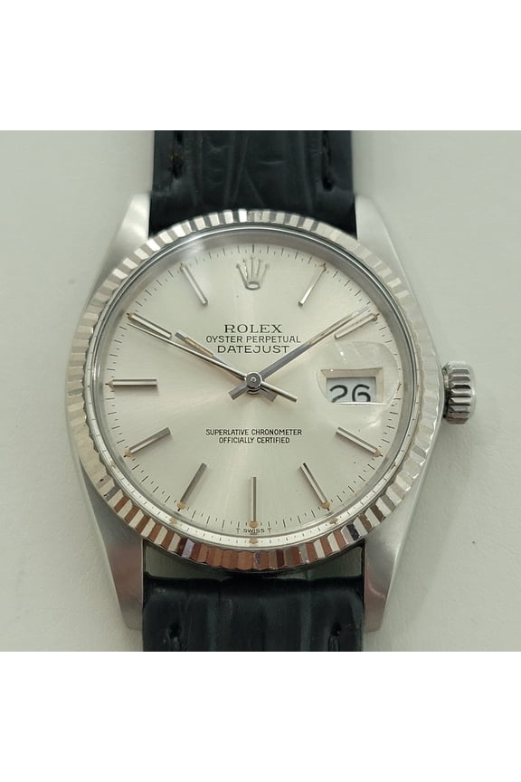 Pre-Owned Rolex Datejust 16014 36mm 18k White Gold SS Mens Vintage Automatic 1980s RA588B