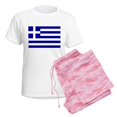 thumbnail image 6 of CafePress - Greece Flag Women's Light Pajamas - Women's Short Sleeve Print T-Shirt and Pants Light Cotton Pajama Set, 6 of 7