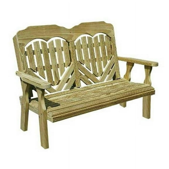 Creekvine Designs FPB60HBCVD 64 in. Treated Pine Heartback Garden Bench