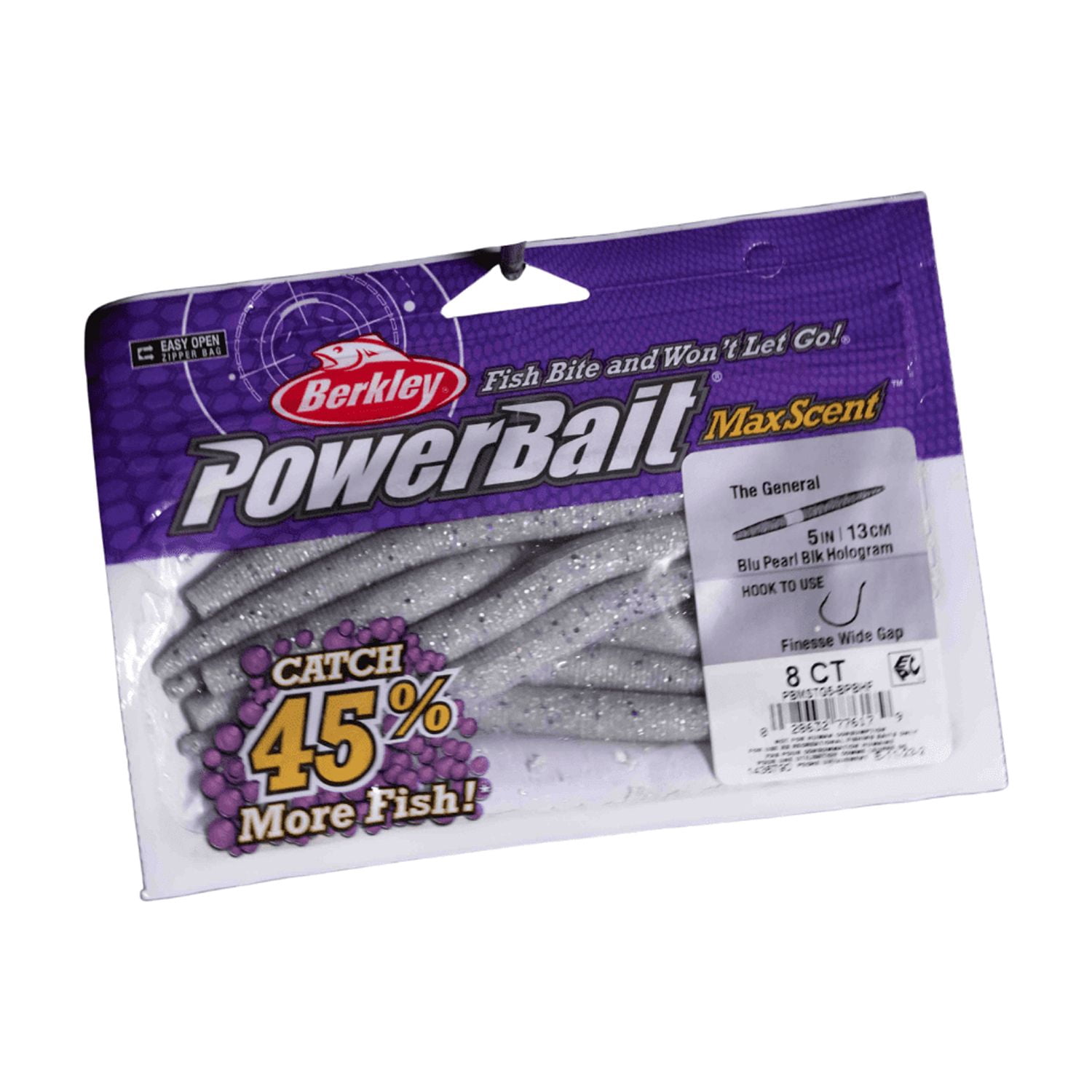 (2 pack) Berkley PowerBait® MaxScent The General Fishing Bait, Blue Pearl Black Hologram, 5in | 13cm, Soft Stick Bait with Irresistible Scent & Flavor, Classic Stick Bait Action, Deadly Bass Fishing Bait