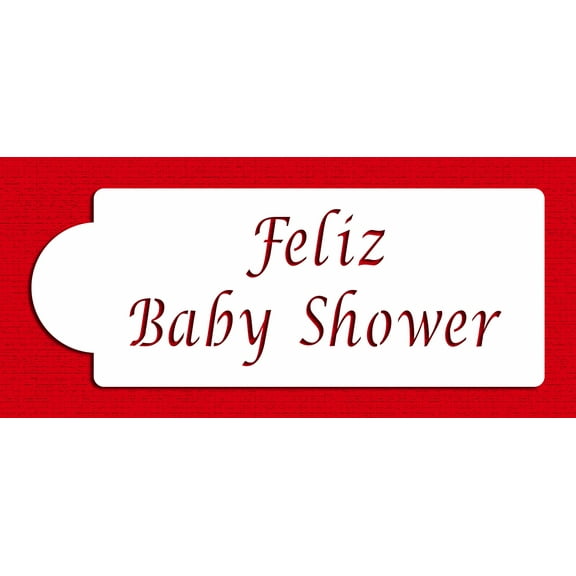 Designer Stencils Feliz Baby Shower Cake Stencil, Beige/semi-transparent