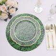 thumbnail image 5 of Efavormart 6 Pack Green Boxwood Leaf Print Cardstock Paper Charger Plates, 13" Round Disposable Serving Trays - 700GSM, 5 of 10