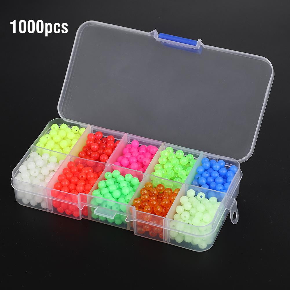 Ccdes Glow Fishing Beads,1000pcs/Box Plastic Round Beads Fishing Tackle