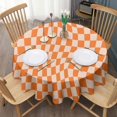 thumbnail image 3 of Orange and White Wavy Checkerboard Pattern Round Tablecloth 60"x60",Wrinkle Wipeable Table Cloth for Kitchen Dining Room Picnic Patio Party, 3 of 6