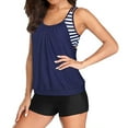 thumbnail image 4 of Bathing Suit for Women Wycnly Womens Tankini Swimsuits Two Pieces Swimsuits for Women Fashion Striped Print Modest Swimwear Ladies Strap Tankini Tops with Boyshorts, 4 of 6