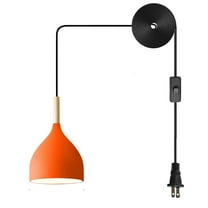 JLOWCO Plug in Pendant Light Modern Hanging Lights with Plug in Cord Bedroom Farmhouse Light Fixtures Kitchen Led Orange Lights (LED Bulb Include)