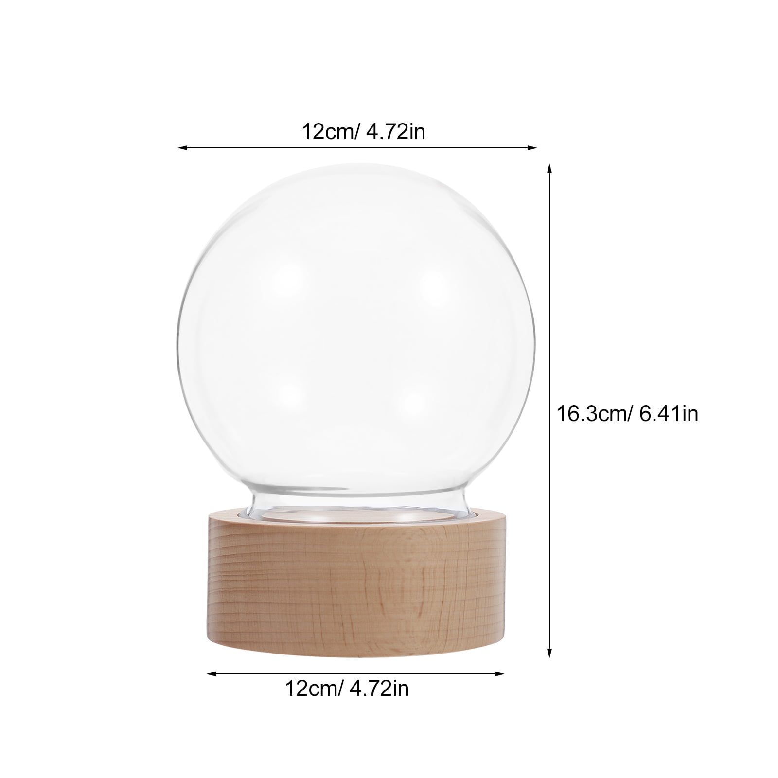 Worgeous Clear Glass Snow Globe DIY Snow Globe Craft Kit Empty Snow Globe Jar Christmas Water Globe with Wooden Base for Craft Tabletop Crafts Decors