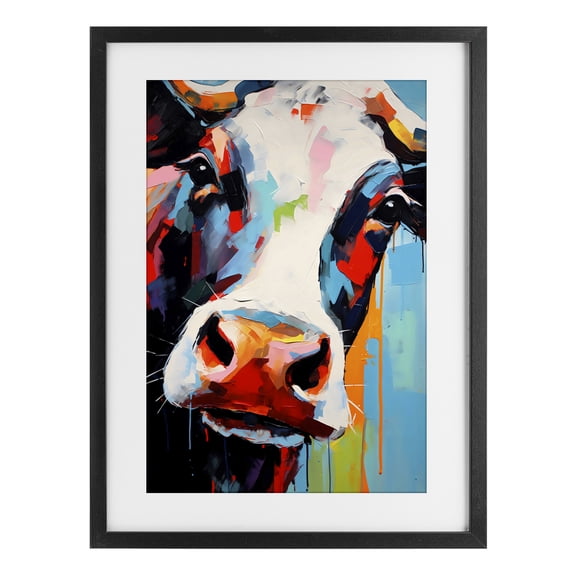 Stupell Industries Cow Of Many Colors Black Framed Print Under Glass, design by Creative Studio