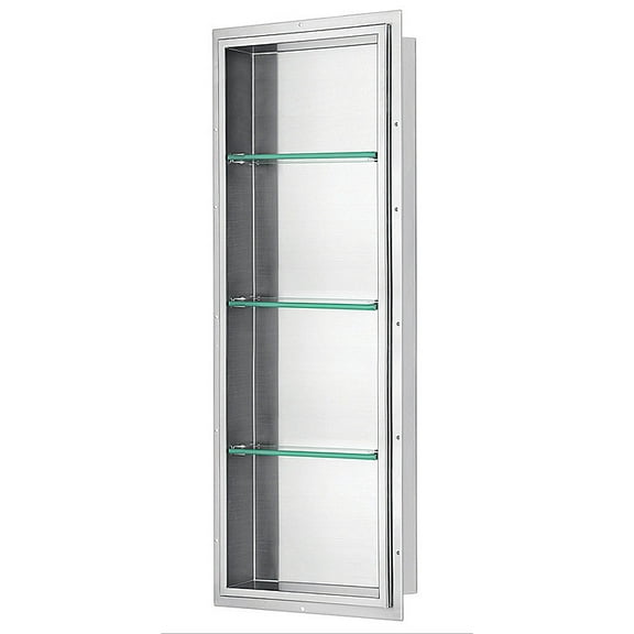 Dawn FNIBN5914 Stainless Steel Finished Shower Niche with 3 Glass Shelves