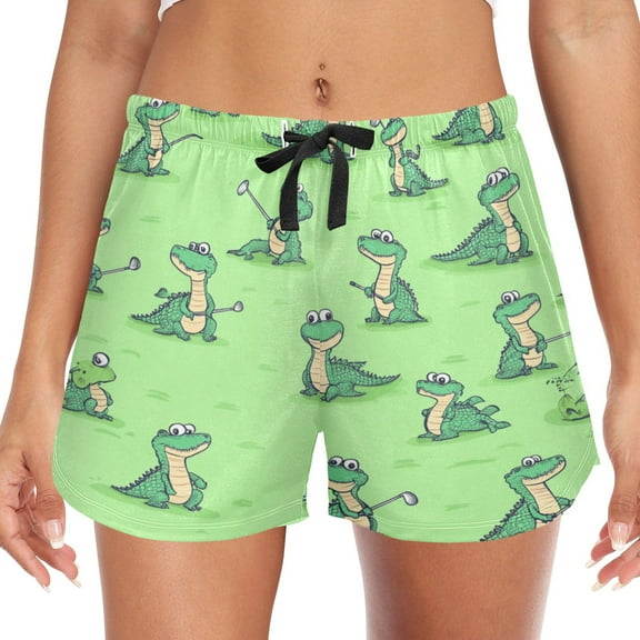 Women's Soft Sleep Shorts Relaxed Fit Lounge Pajama Bottoms Shorts for Women Pajama for Home and Comfort Cute Cartoon Alligator