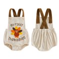 thumbnail image 4 of larppty Baby Boy Girl Thanksgiving Outfit Thanksgiving Onesie Turkey Bubble Romper Strap Waffle Overalls Bodysuit (Z03-Light Yellow, 3-6 Months), 4 of 8