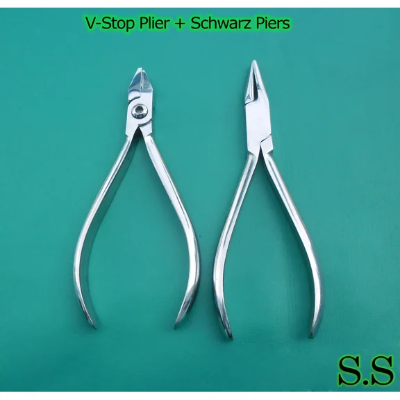 Set Of 2 V-Stop Plier & Schwarz Pliers Ortodontic Instruments