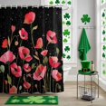 thumbnail image 5 of Shower Curtain, Watercolors Red Flowers Leaves on Black Waterproof Shower Curtain Set with Hooks for Bathroom Showers,Stalls and Bathtubs,36x72In Retro Floral, 5 of 9