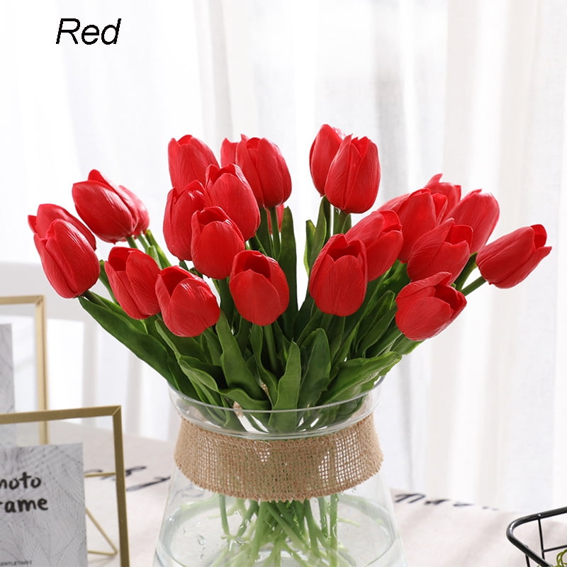Real Like Artificial Tulip Flowers False Fake Bouquet Home Wedding Party Decor 