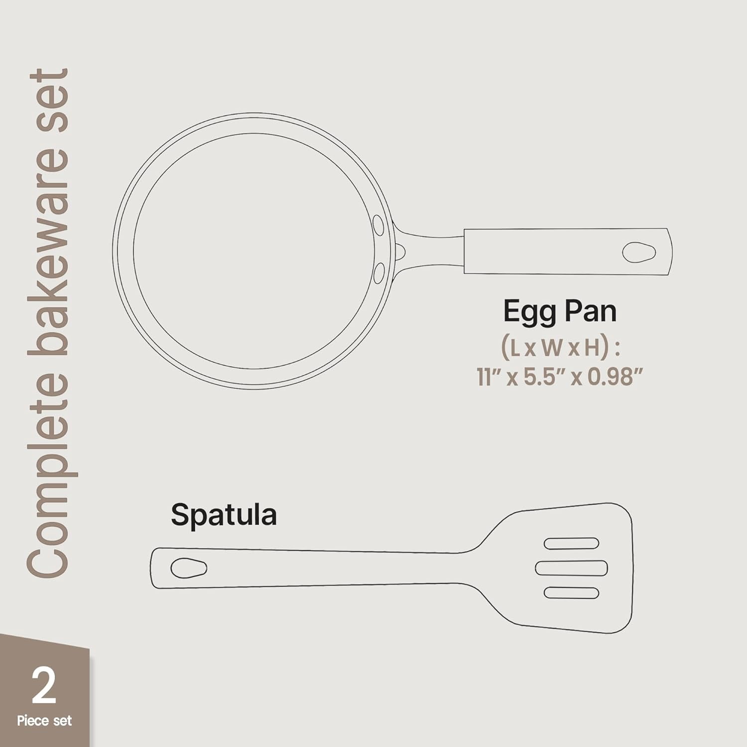 Bakken-Swiss 2-Piece Mini Egg Pan Set – 5.5" Non-Stick Frying Pan with Spatula, Cool-Touch Handle, Heat Resistant to 400°F, Food-Grade Safe, White Marble – For Gas, Electric & Ceramic Cooktops