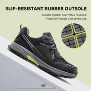 SPIEZ® Composite Toe Safety Shoes for Men, Oil-Resistant Lightweight Work Shoes, Durable Non Slip Sneakers for Hiking, Construction, Outdoor & Warehouse Use, Balck Green, Size 9