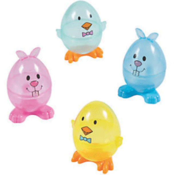 Easter Delights Transparent Chick & Bunny Plastic Easter Eggs, Set of 4