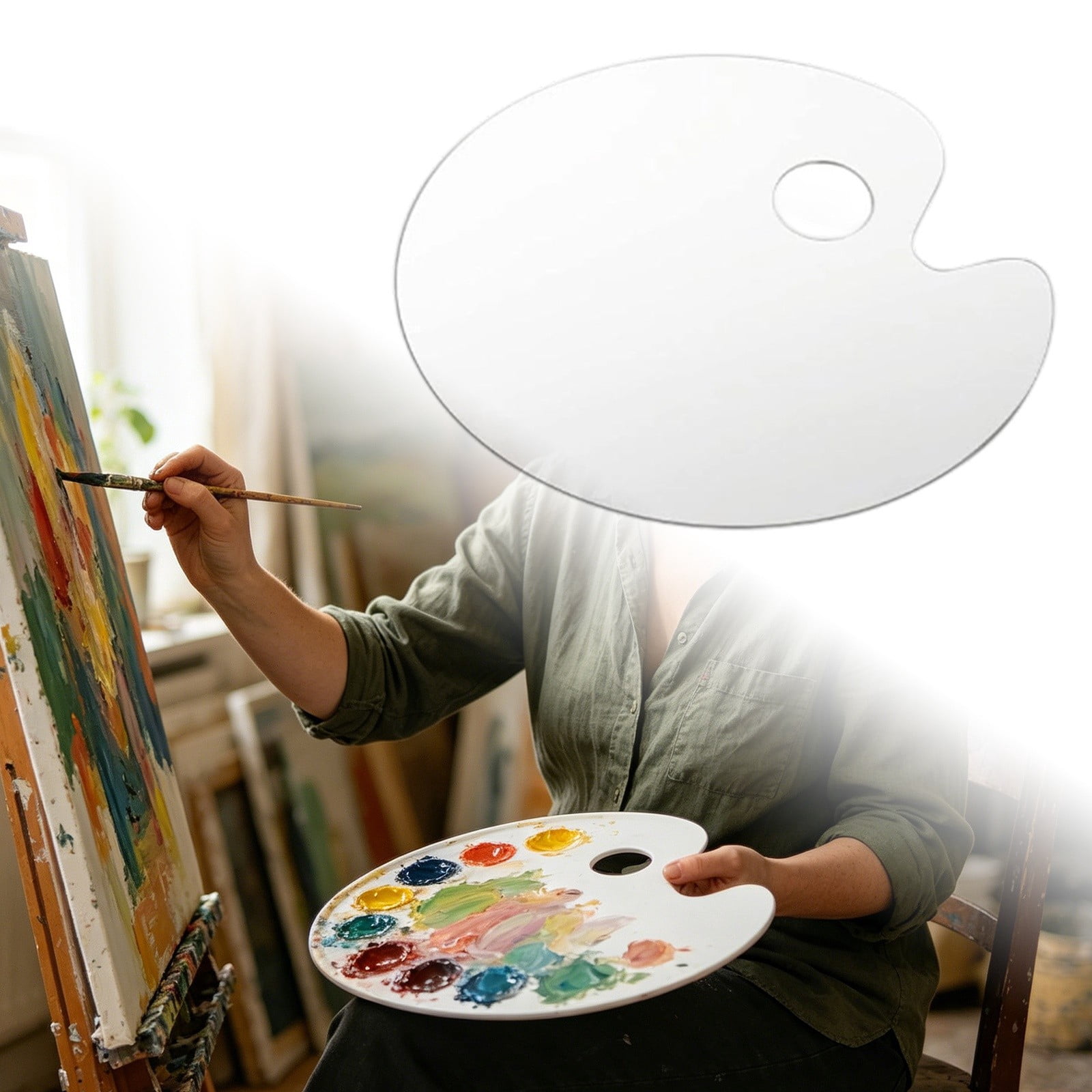 1-6PC Clear Acrylic Paint Palette 7.8x11.8 Inches Oval Art Palette Watercolor Gouache Paint Mixing Tray Easy Clean Pallet for Oil Craft DIY Art Painting School