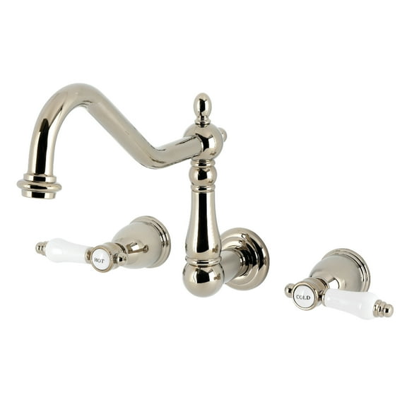 Kingston Brass KS1026BPL Bel-Air Two-Handle Wall Mount Roman Tub Faucet, Polished Nickel